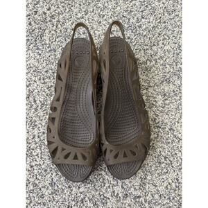 Women’s CROCS Adrina III Mini Wedge Jelly Sandals Brown Size 9